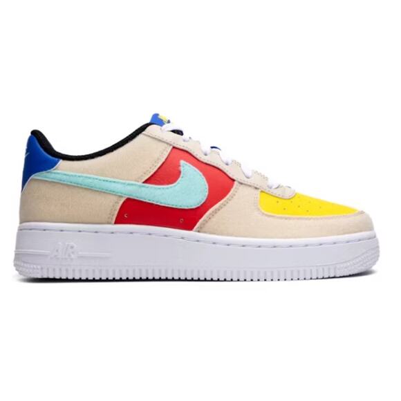 Nike Air Force 1 Low GS Multicolor Sneakers Shoes Removable Swoosh Kid Youth 4Y - Picture 1 of 10